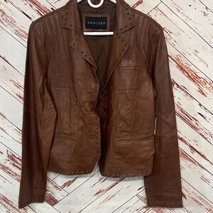 NWT vintage 90’s Saguaro Women's Brown genuine Leather Jacket